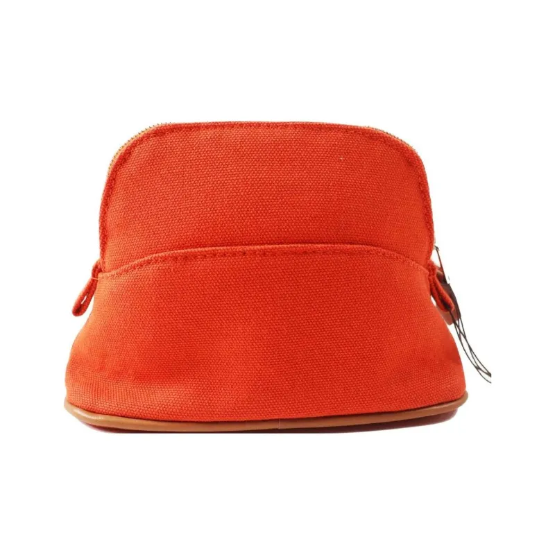 HERMES Bolide Cotton Canvas Bowling Bags, Makeup Bags, Travel Storage Bags Women's Orange-1