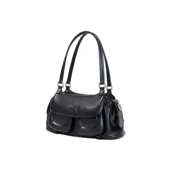 KUNOGIGI Cow Leather One Shoulder Handbags Unisex Black