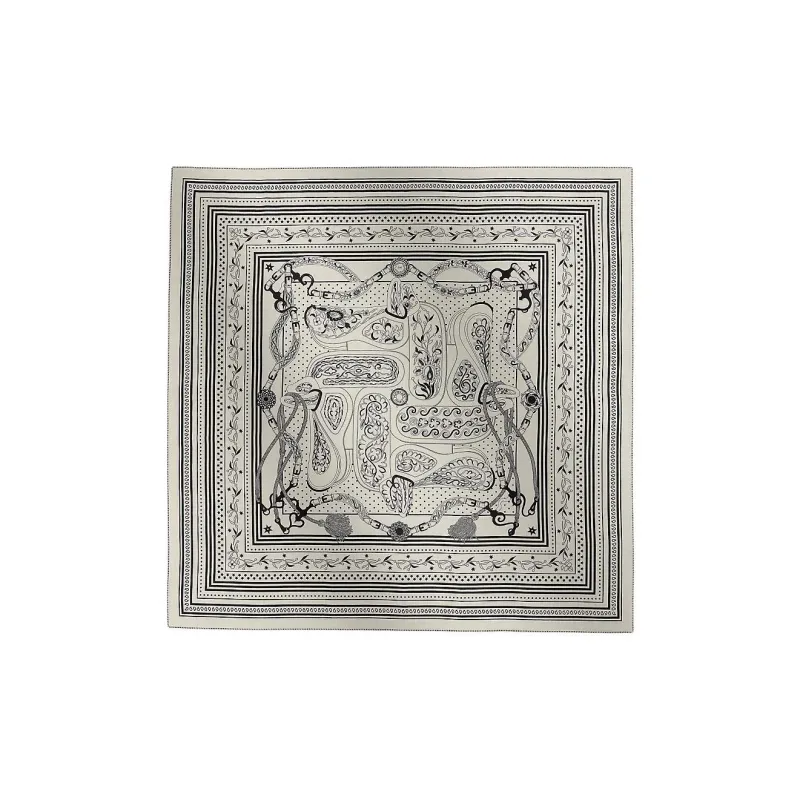 HERMES Cashmere Silk Shawls Unisex White-0