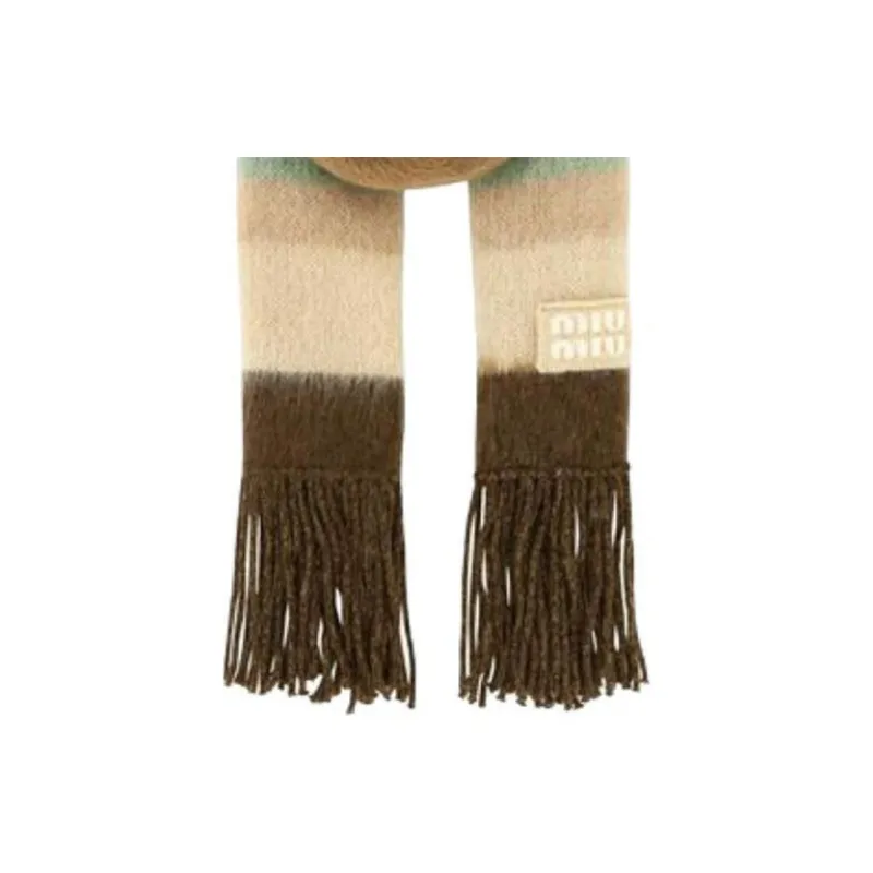 MIU MIU Colour Block Fringed Scarf-2