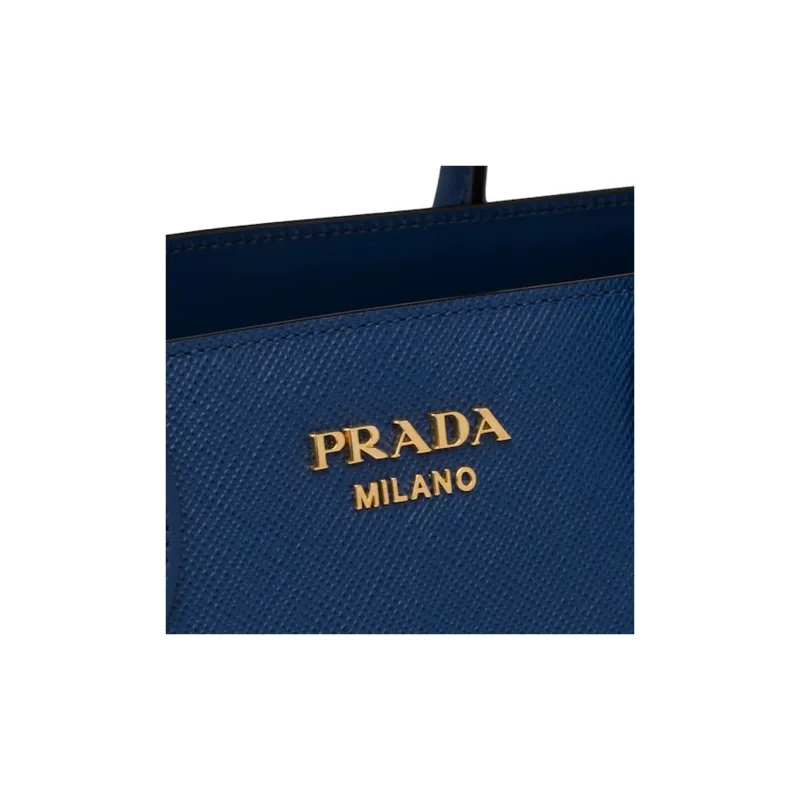 PRADA Saffiano Leather Shoulder Bag Crossbody Bag Large Size Women's Bright Blue-3