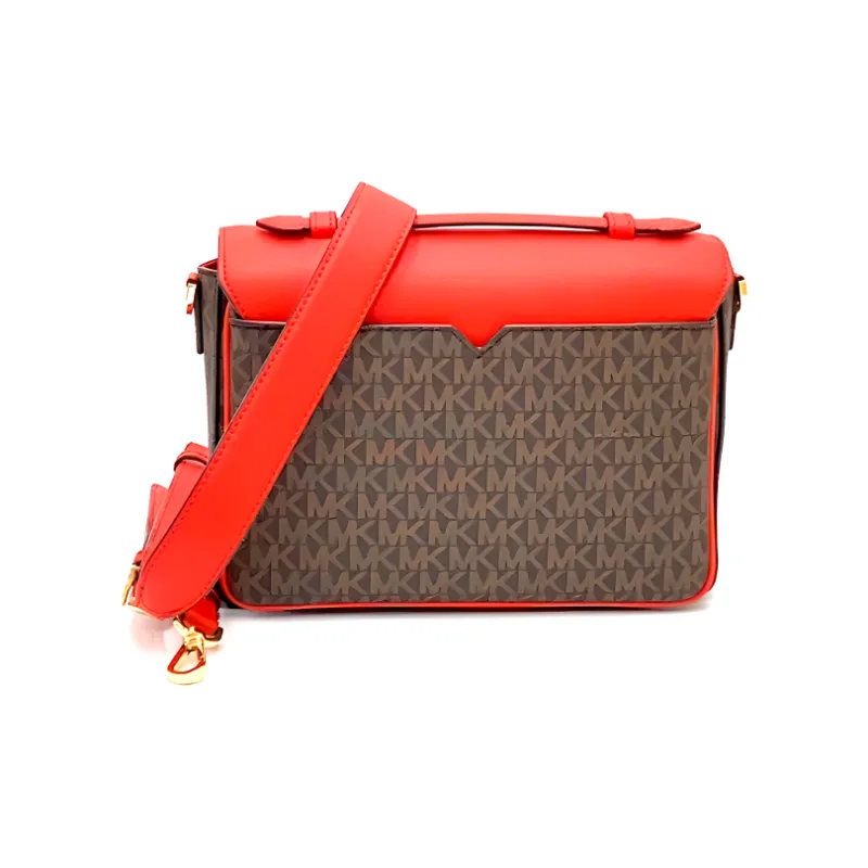 MICHAEL KORS Rose Leather Messenger Bag Handbag Shoulder Bag Crossbody Bag Women's Red Brown Multicolor-2