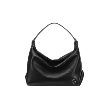 Tanita West Cow Leather Tote Bag Shoulder Bag Medium Size Women's Black