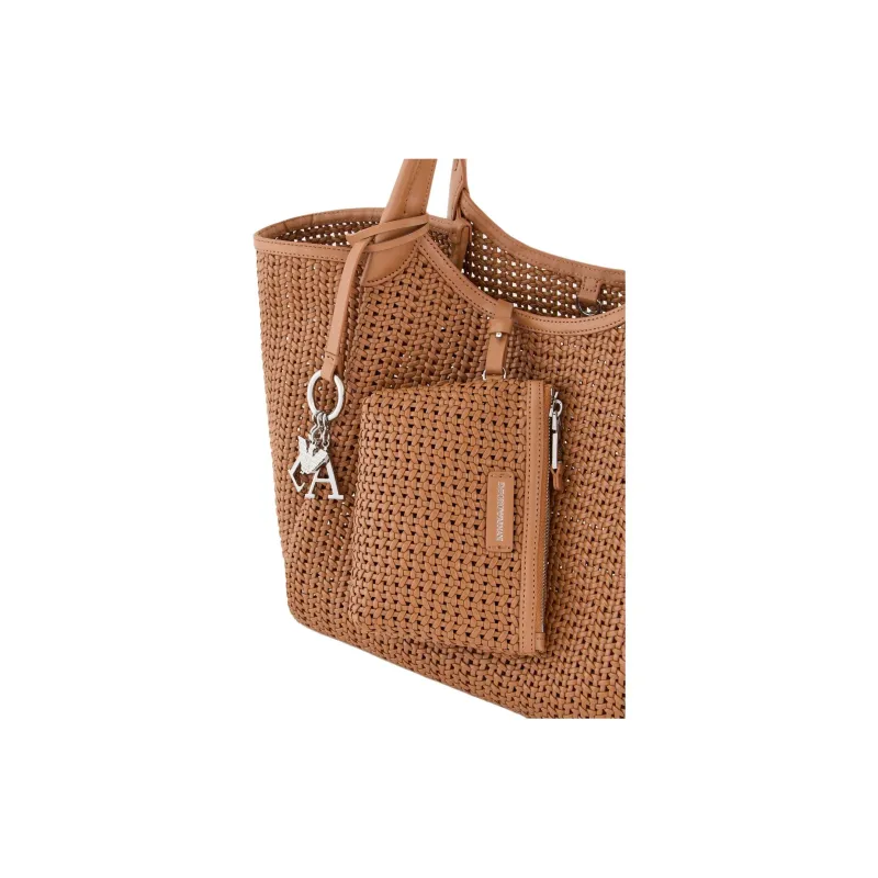 EMPORIO ARMANI Polyester Tote Bag, Shopping Bag, Handbag Tubas Women's Camel-3