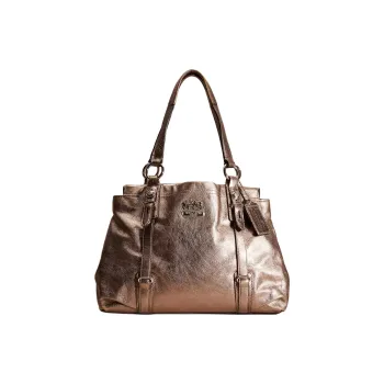COACH MiaCarryall Leather Tote Bag Shopping Bag Handbag Shoulder Bag Large Size Women's Gunmetal Metallic