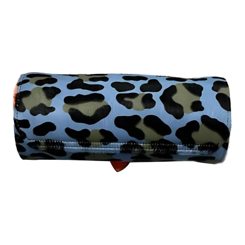 Chrome Hearts Calf Hair Patchwork Leather Watch Box Jewelry Box Storage Bag Unisex Leopard Blue Multicolor With Orange-3