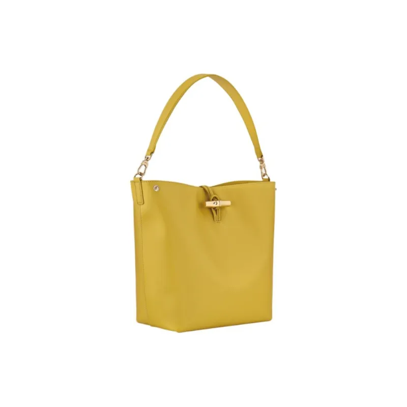 LONGCHAMP Le Roseau Calfskin Shoulder Bag Women's Ginger Yellow-1