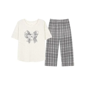 XIAFENYAN Pajama Set Women's Gray White