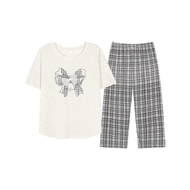 XIAFENYAN Pajama Set Women's Gray White-0