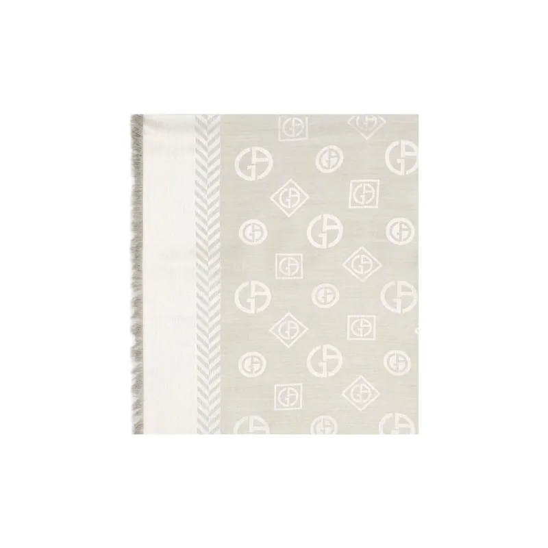EMPORIO ARMANI Monogram Jacquard Virgin wool And Silk Stole-2