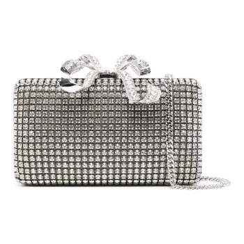 Self portrait Crystal Bo Metal Clutch Women's Silver