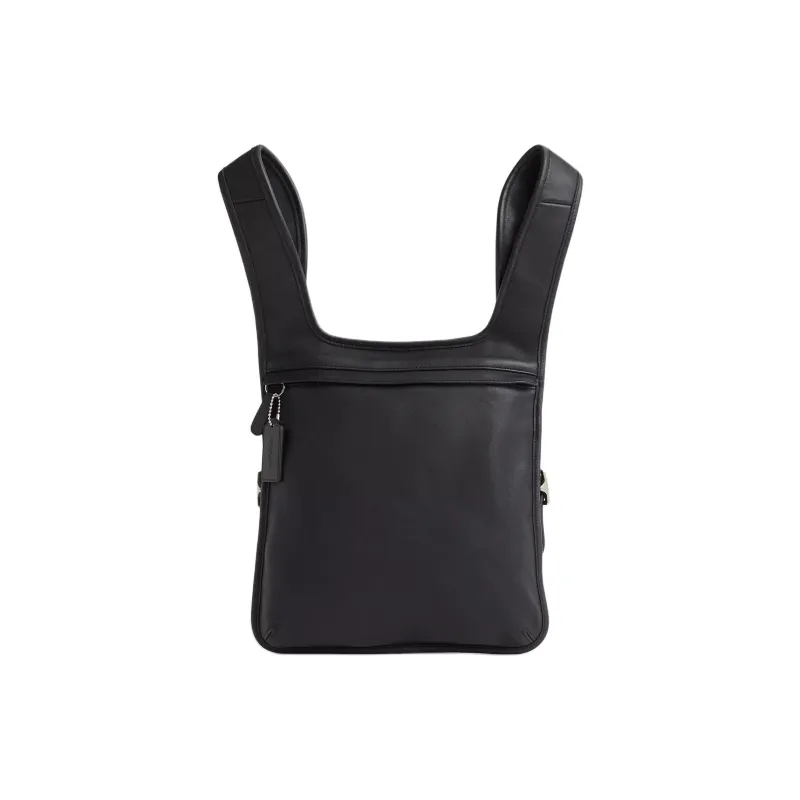COACH Leather Hippy Backpack Tubas Unisex Black-0