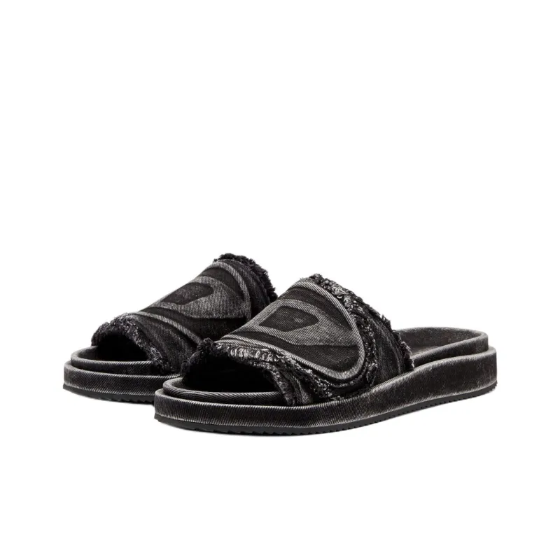 DIESEL OVAL D Series Slide Slippers Unisex Black-2