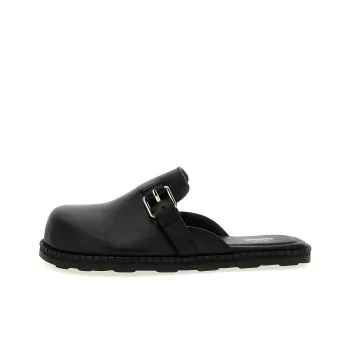 MOSCHINO Buckle Detailed Round Toe Mules