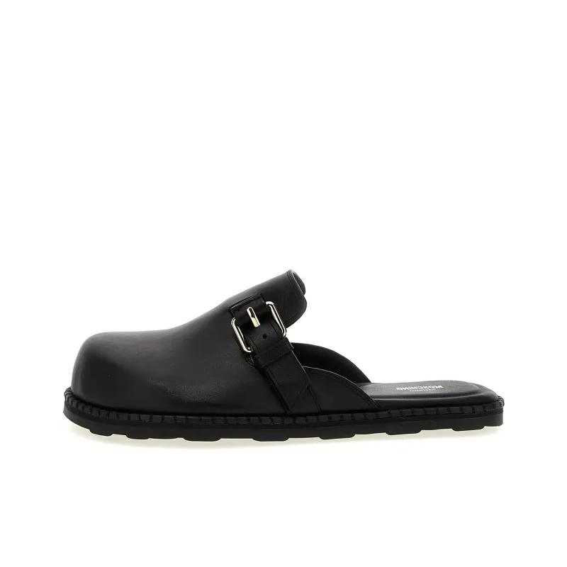 MOSCHINO Buckle Detailed Round Toe Mules-0