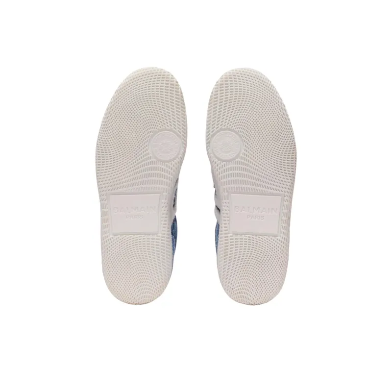 BALMAIN Swan Low-Top Skateboard Shoes Men's Denim Blue-4