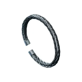 YUDIAN 999 Fine Silver Bangles Men's