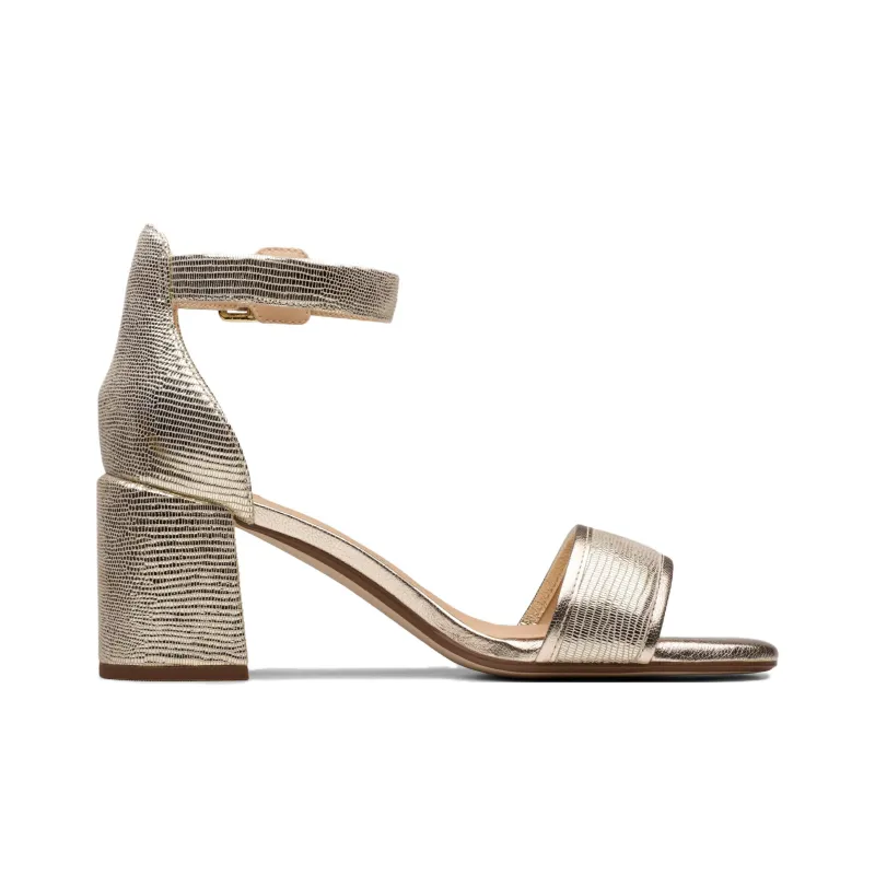 Clarks Ezoria Mae Strap Sandals 7cm Women's Champagne-1