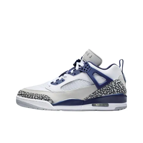 Jordan Spizike Anti Slip Wear Resistant Low Top Vintage Basketball Shoes Unisex White Blue