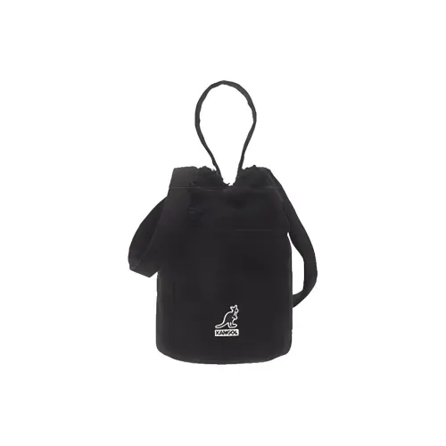 KANGOL Cotton Bucket Bags Shoulder Bag Crossbody Bag Handbag Medium Size Unisex Black