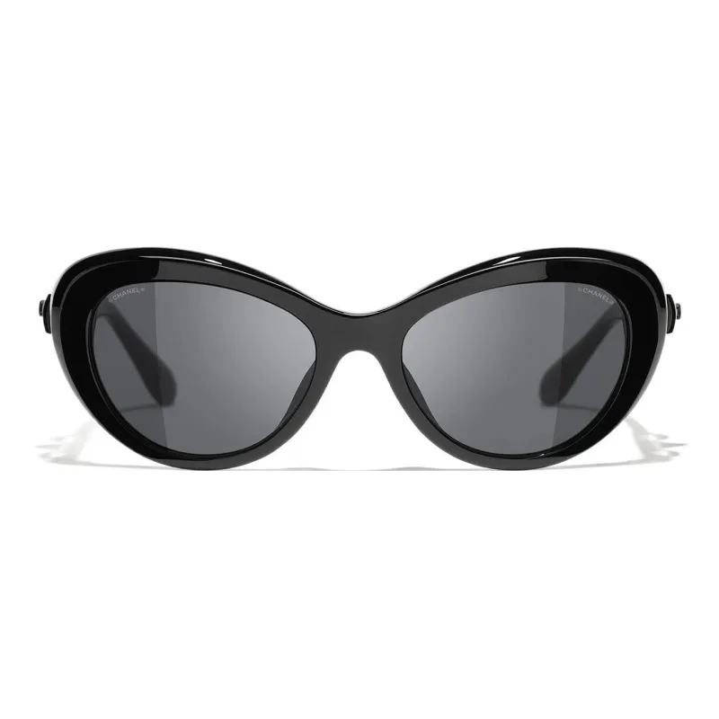 CHANEL Acetate Butterfly Sunglasses Unisex Black-4
