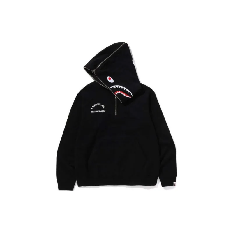 Bape X Neighborhood Two Face Half Zip Pullover Hoodie-4