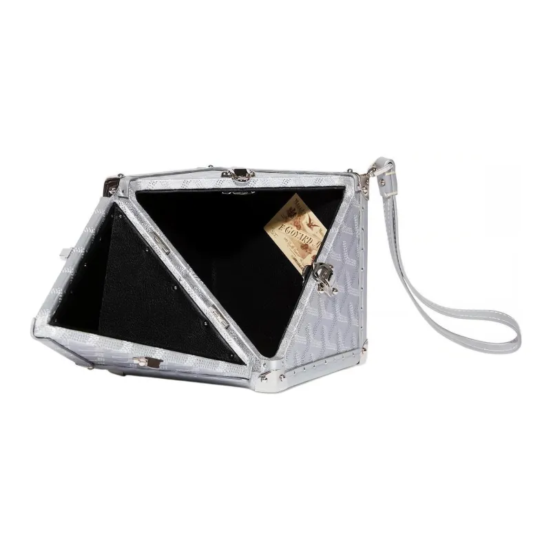 GOYARD Dé Canvas With Leather Wrist Bag Women's Silver-1