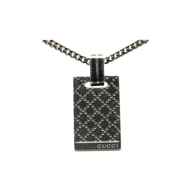 GUCCI Silver Necklaces Women's Black-0