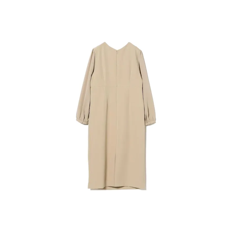 Beams Long Sleeved Dress Women's Beige-1