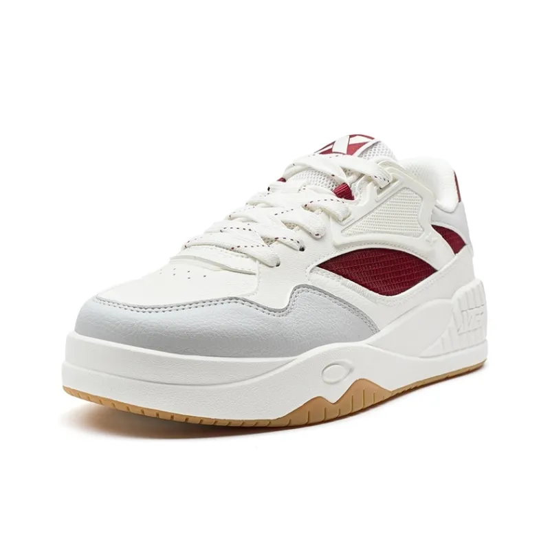 XTEP Air Force 1 Anti Slip And Wear Resistant Coverage Low Top Skateboard Shoes Men's White Gray Red-1