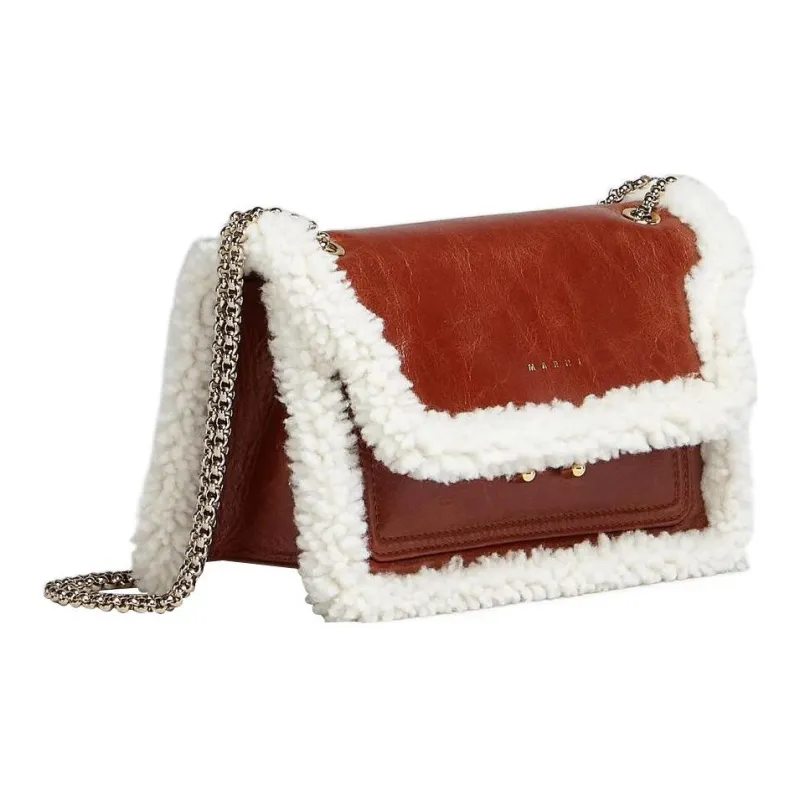 MARNI Trunk Calfskin With Lambswool Trim Envelope Bag, Crossbody Bag, One Shoulder Bag Women's-1