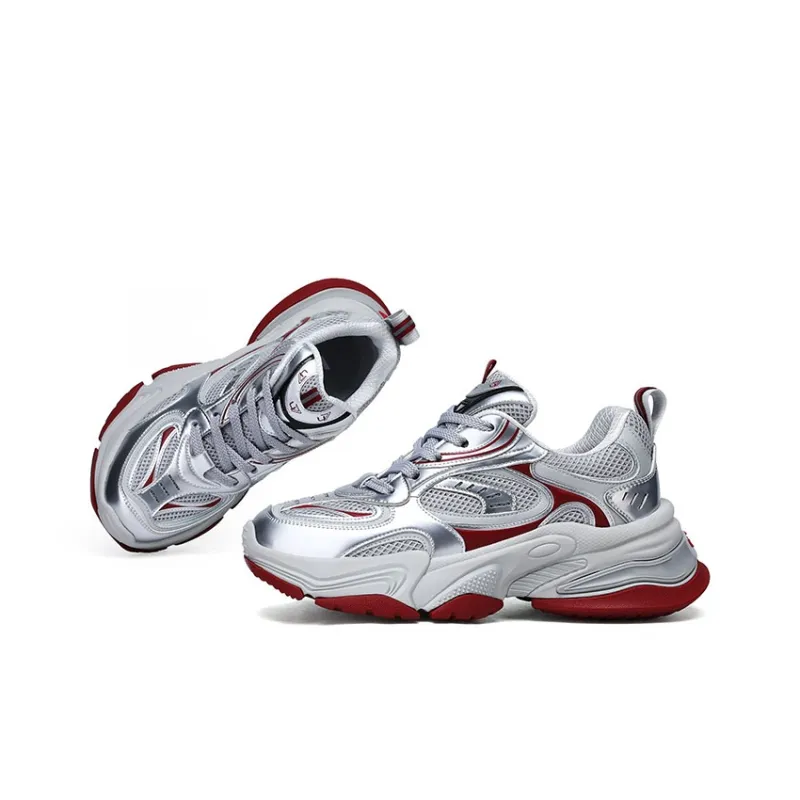 U7 Low-Top Chunky Sneakers Men's Gray Red-1