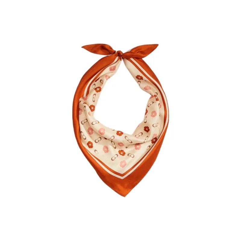 COACH Silk Silk Scarves Unisex Orange-1