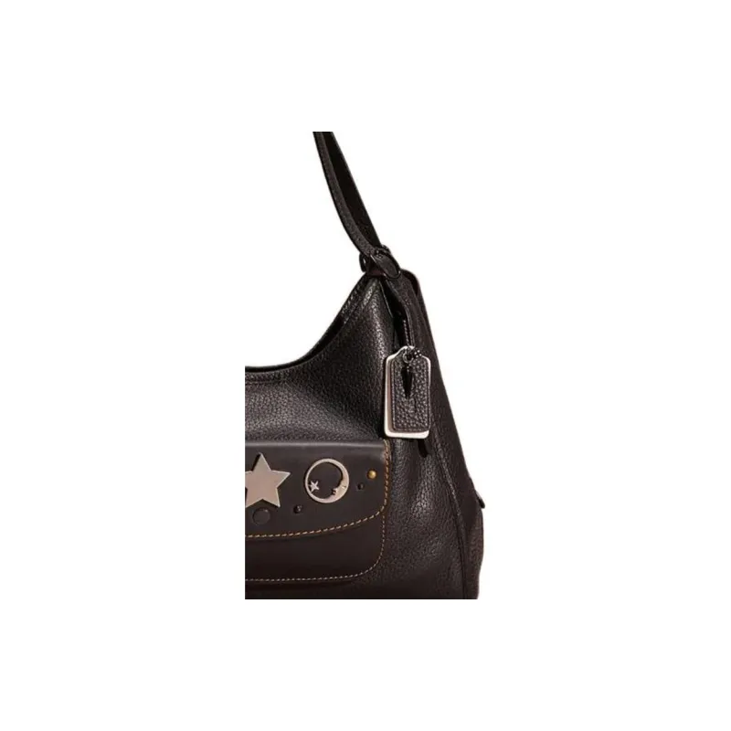 COACH Lori Pebbled Leather Handbag Shoulder Bag Large Size Women's Black-4