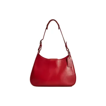 COACH Leather Hobo Bag Handbag Shoulder Bag Medium Size Women's Red