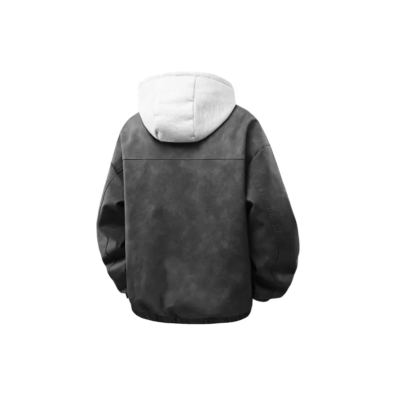 Yiwen Leather Jacket Unisex Black Gray-1