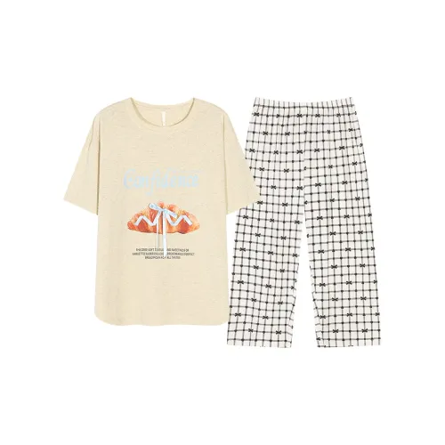 XIAFENYAN Pajama Set Women's Light Yellow