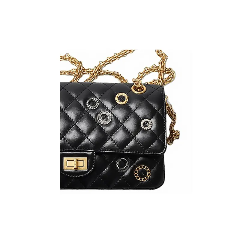 CHANEL 2.55 Calfskin Shoulder Bag Women's Black-4