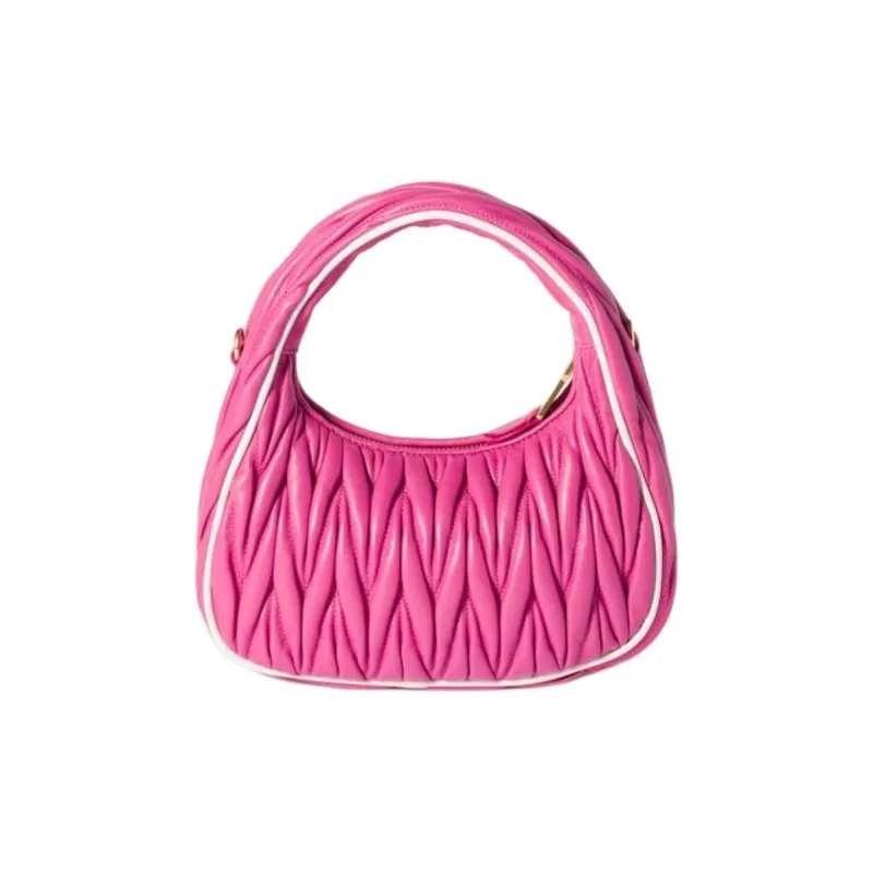 MIU MIU Wander Series Nappa Leather Shoulder Bag, Crossbody Bag, Handbag Women's Cherry Red & White-2