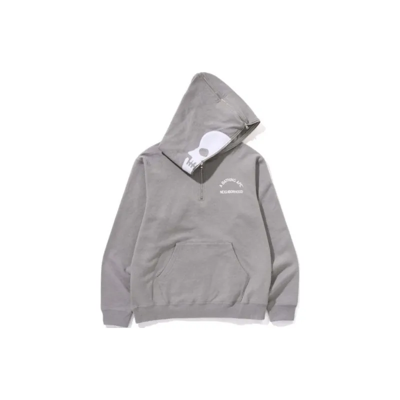 Bape X Neighborhood Two Face Half Zip Pullover Hoodie-9