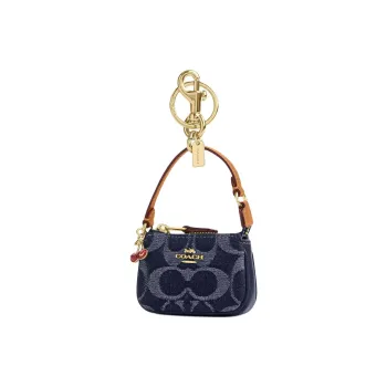 COACH Signature Denim Bag Accessory Mini Women's Gold & Dan Gold & Denim