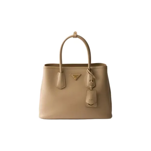 PRADA Saffiano Calfskin Shoulder Bag Crossbody Bag Handbag Medium Size Women's Sand