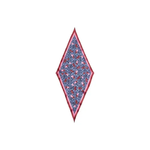 COACH Silk Silk Scarves Unisex Blue Red