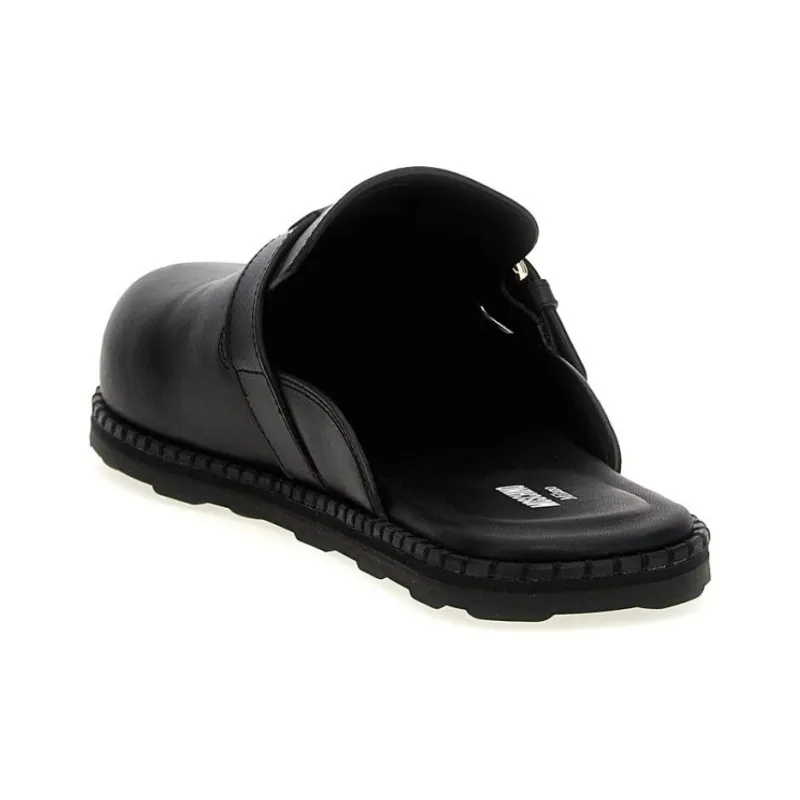 MOSCHINO Buckle Detailed Round Toe Mules-3