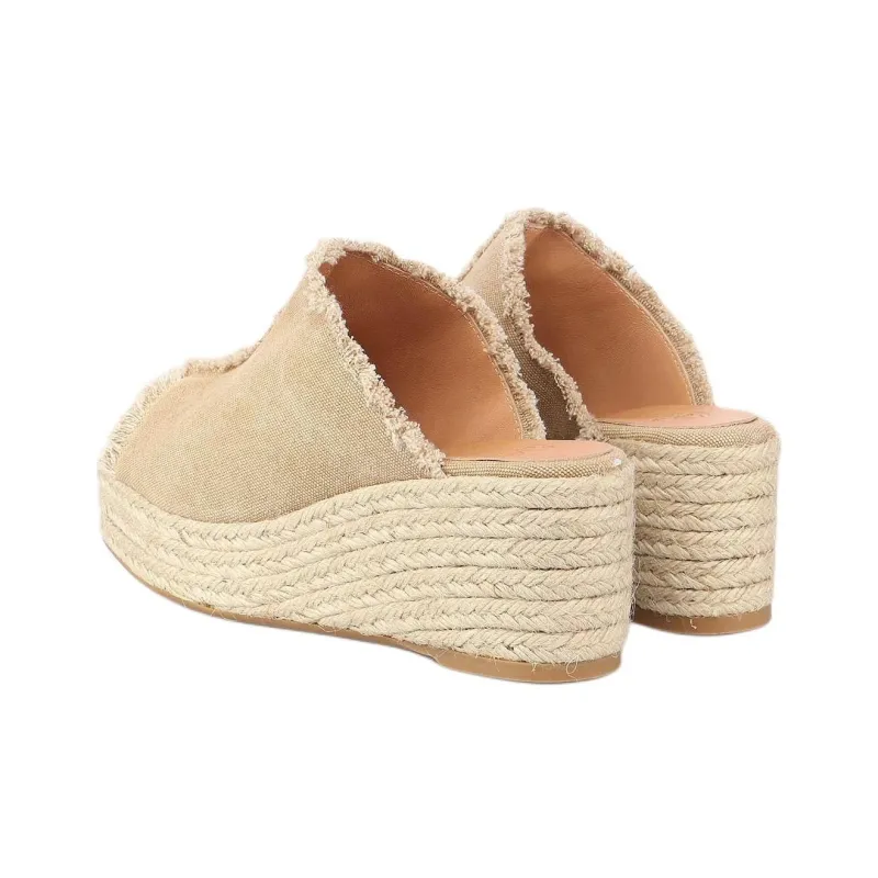 Castañer Rubber Sole Abrasion Resistant Slide Slippers Women's Brown-3