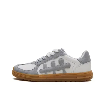 SHOOT BRAND Recast Collection Lightweight Wear Resistant Height Increasing Low Top Skateboard Shoes Unisex Gray White