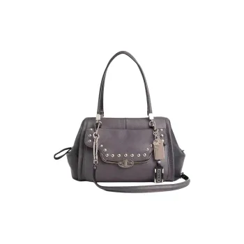 COACH Madeline Leather Shoulder Bag Large Size Women's Dark Gray