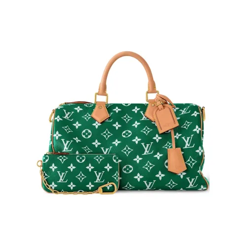 LOUIS VUITTON Speedy Leather Shoulder Bag Crossbody Bag Handbag Unisex Green