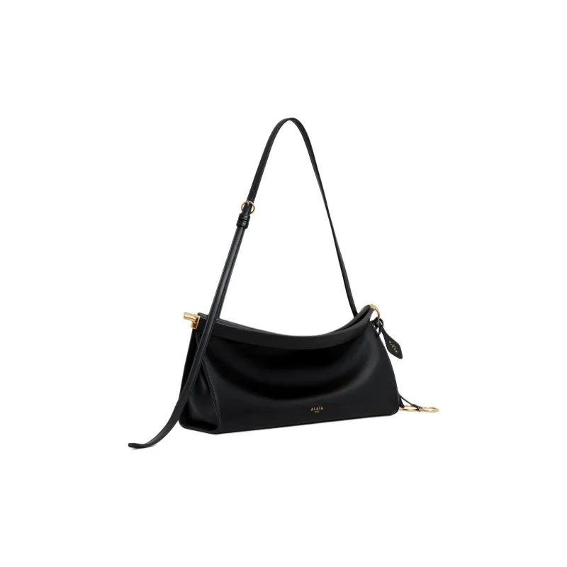 Alaia Calfskin Shoulder Bag Medium Size Women's Black-1