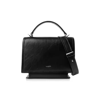 INJOYLIFE Cow Leather Handbag Shoulder Bag Crossbody Bag Small Size Women's Black